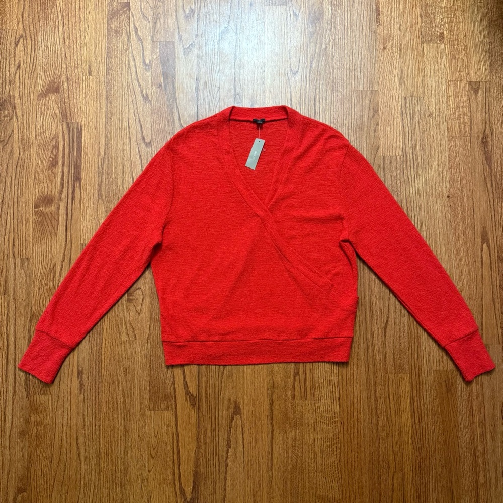 NWT J. Crew Faux Wrap Textured Crepe Top in Red size XS - Picture 2 of 13